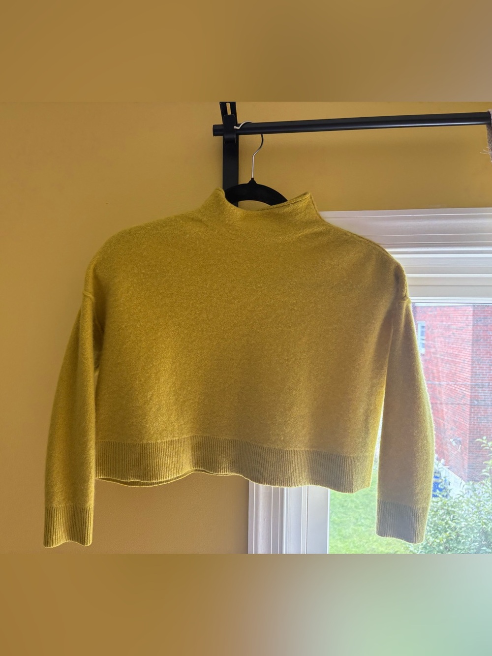 Pilcro Cropped Turtleneck Sweater in Mustard - Picture 2 of 9